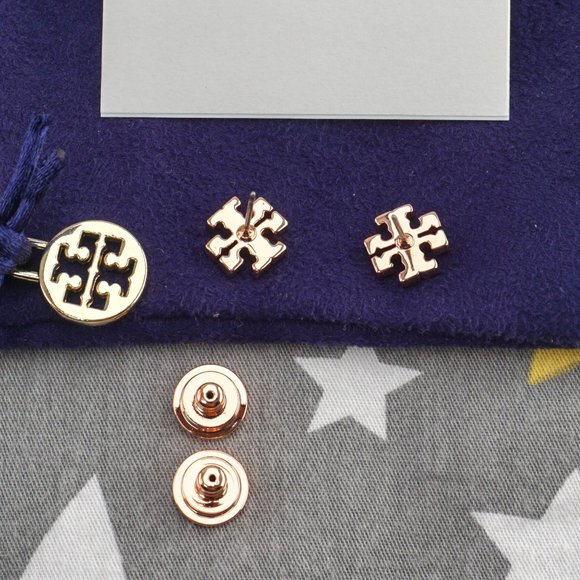 Tory Burch Kira Pavé Stud Earrings in Rose Gold - Picture 4 of 5